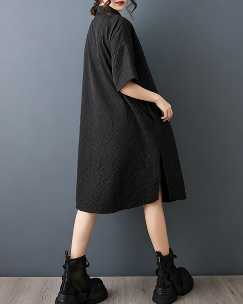 ellazhu Women's Oversized Rose Applique Button Down Shirt Dress GZ1004