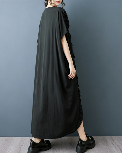 ellazhu Women's Oversized Ruffle Casual Long Lagenlook Maxi Dress GZ1005
