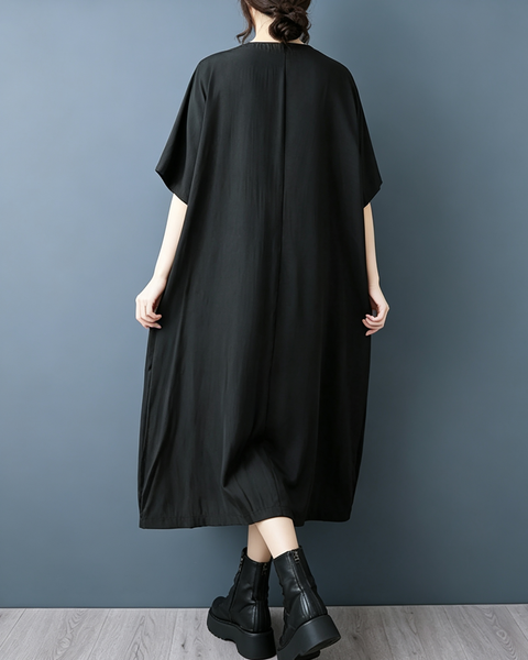 ellazhu Women's Oversized Ruffle Asymmetric Draped Tee Maxi Dress GZ1006