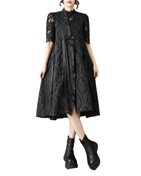 ellazhu Women's Jacquard Long Vest Sleeveless Open Front Cardigan GZ1007