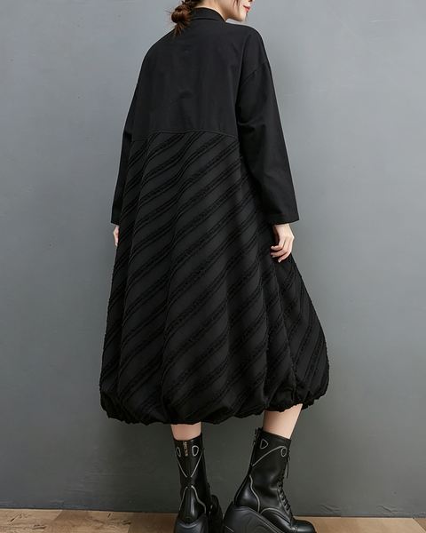 ellazhu Women's Oversized Striped Button Down Maxi Shirt Dress GZ1009