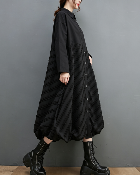 ellazhu Women's Oversized Striped Button Down Maxi Shirt Dress GZ1009