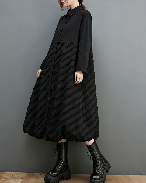 ellazhu Women's Oversized Striped Button Down Maxi Shirt Dress GZ1009