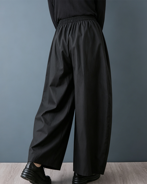 ellazhu Women's Polka Dot Floral Applique Wide Leg Pants Palazzo GZ1022