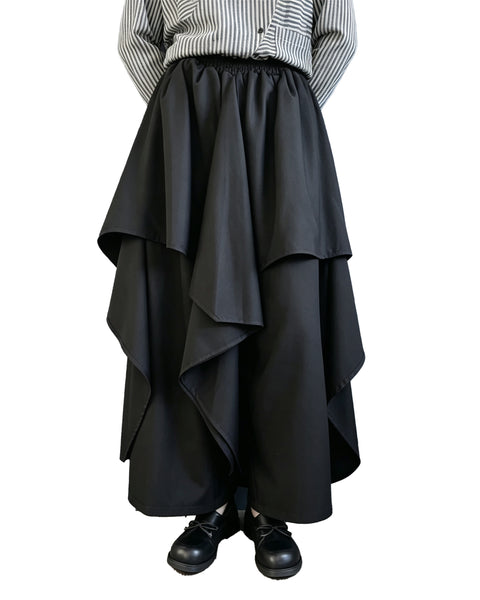 ellazhu Women's High Waist Layered Asymmetric Ruffle Maxi Skirt GZ1023