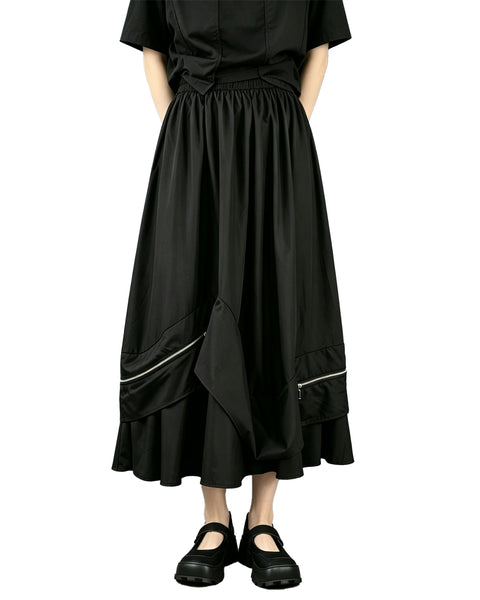 ellazhu Women's Asymmetric Zipper Lantern Skirt Elastic Waist GZ1024