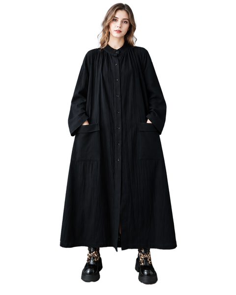 ellazhu Women's Long Sleeve Maxi Shirt Dress Belted Waist Pockets GZ1027