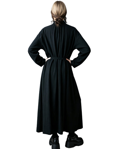 ellazhu Women's Long Sleeve Maxi Shirt Dress Belted Waist Pockets GZ1027
