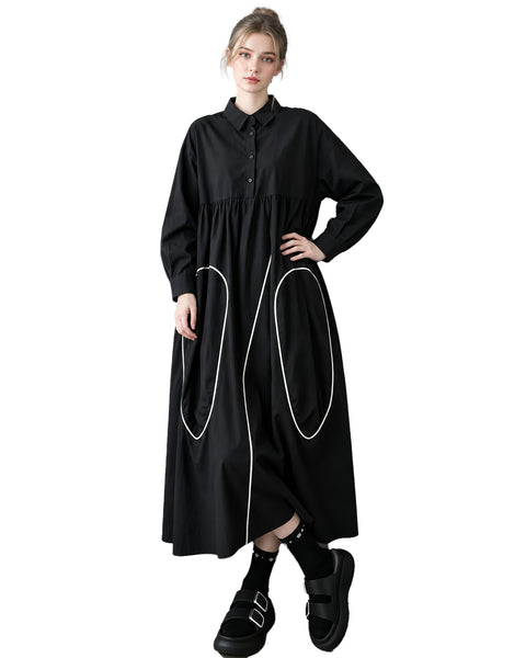 ellazhu Women's Oversized Asymmetric Contrast Shirt Dress Elegant GZ1029