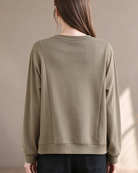 ellazhu Women's Oversized Crewneck Sweatshirt Pocket Drawstring GZ1033