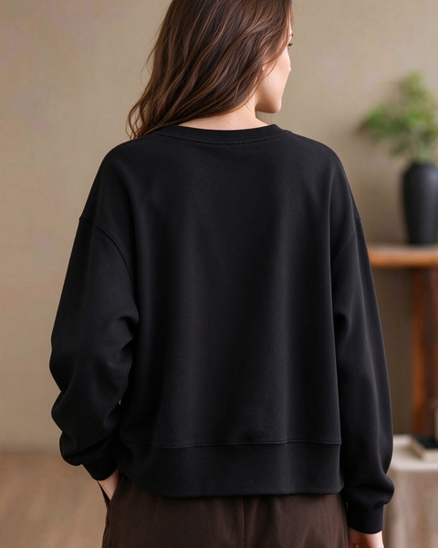 ellazhu Women's Oversized Crewneck Asymmetric Zipper Sweatshirt GZ1037