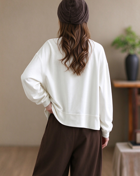 ellazhu Women's Oversized Crewneck Asymmetric Zipper Sweatshirt GZ1037