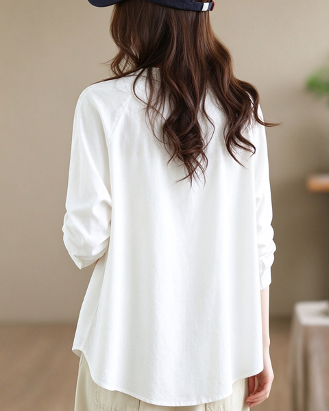ellazhu Women's Oversized Drawstring Waist Crewneck Tunic Blouse GZ1038