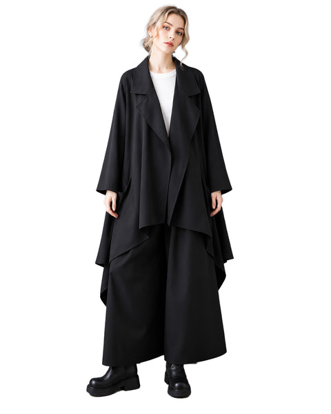 ellazhu Women's Oversized Draped Asymmetric Trench Coat Jacket GZ1044