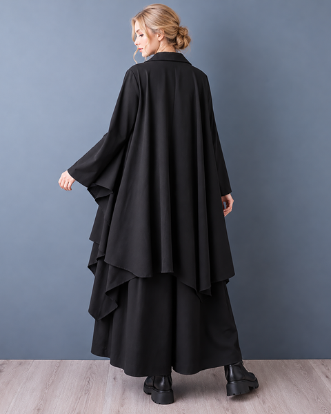 ellazhu Women's Oversized Draped Asymmetric Trench Coat Jacket GZ1044