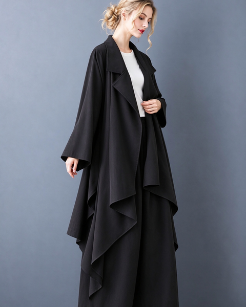 ellazhu Women's Oversized Draped Asymmetric Trench Coat Jacket GZ1044