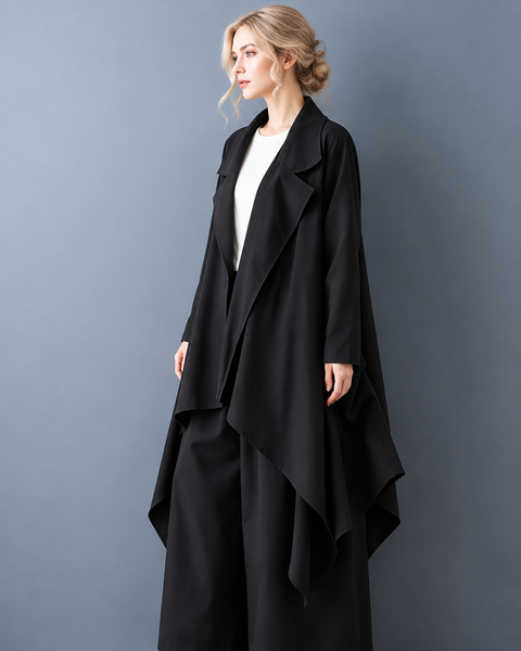ellazhu Women's Oversized Draped Asymmetric Trench Coat Jacket GZ1044