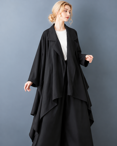 ellazhu Women's Oversized Draped Asymmetric Trench Coat Jacket GZ1044