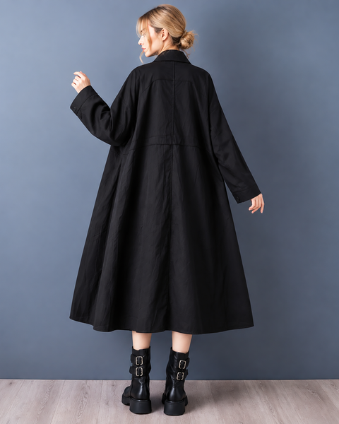 ellazhu Women's Oversized Zipper Shirt Dress Loose Long Sleeve GZ1045