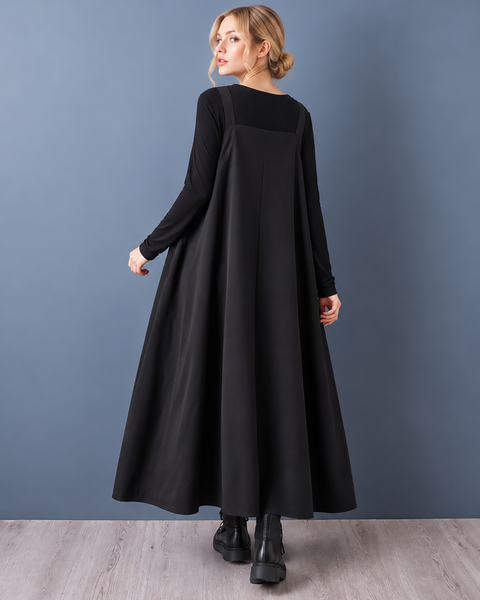ellazhu Women's Oversized Overall Dress Loose Fit Maxi Pinafore GZ1046