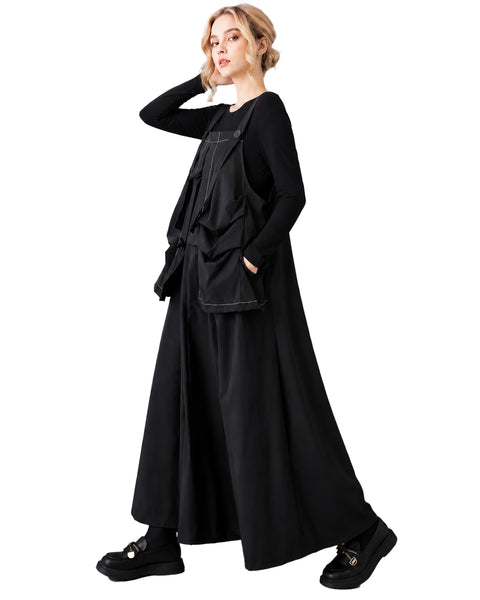 ellazhu Women's Oversized Overall Dress Loose Fit Maxi Pinafore GZ1046