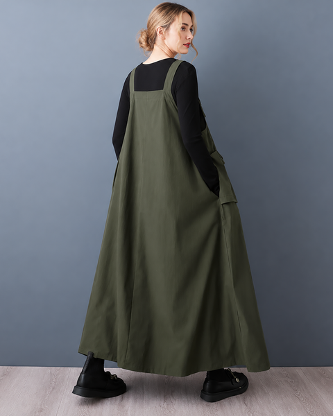 ellazhu Women's Oversized Overall Dress Loose Fit Maxi Pinafore GZ1046