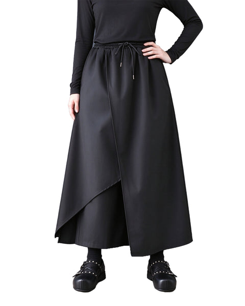 ellazhu Women's High Waist Wide Leg Skirt Pants Asymmetrical Wrap GZ1052
