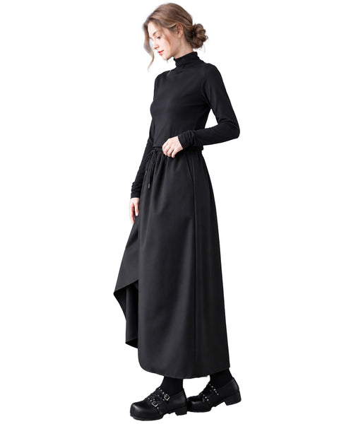 ellazhu Women's High Waist Wide Leg Skirt Pants Asymmetrical Wrap GZ1052