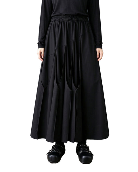ellazhu Women's High Waist Asymmetrical Pleated Flowy Maxi Skirt GZ1053