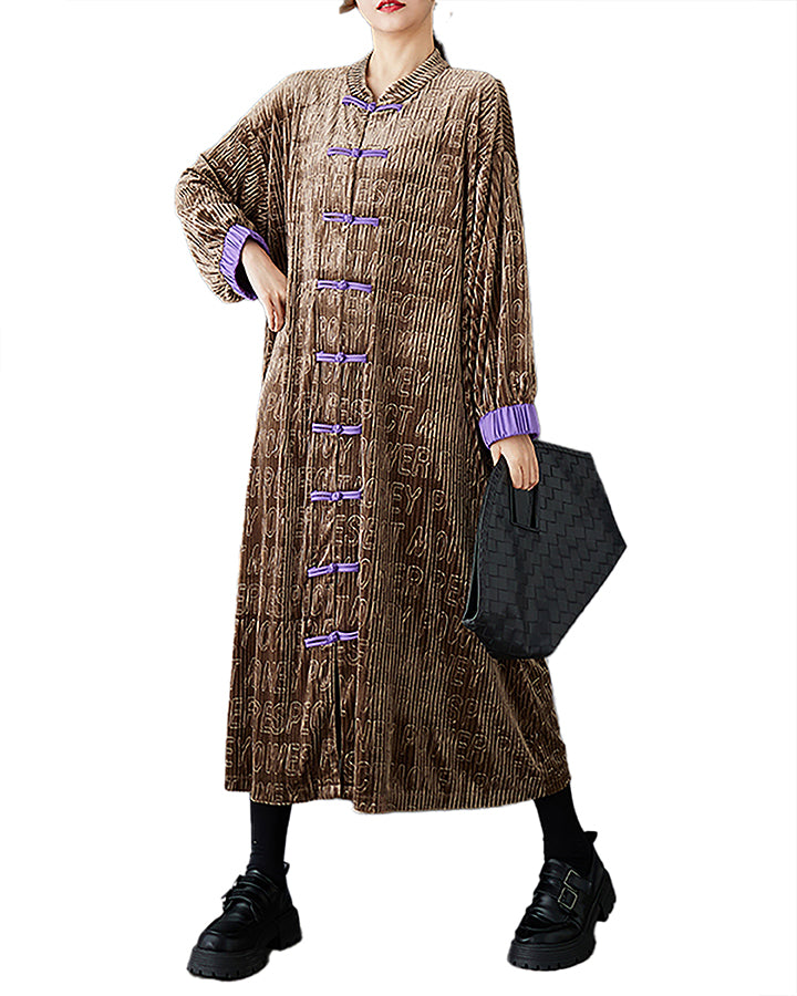 ellazhu Women's Shirt Dress Button Down Patterned Long Sleeve Lapel Split Stiff Hem Two Sides Pockets GZ358