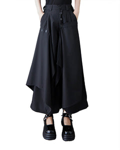 ellazhu Women's Pants High Waisted Cargo Plus Size Work Casual Outfits Button Flow Hem GZ453 Black