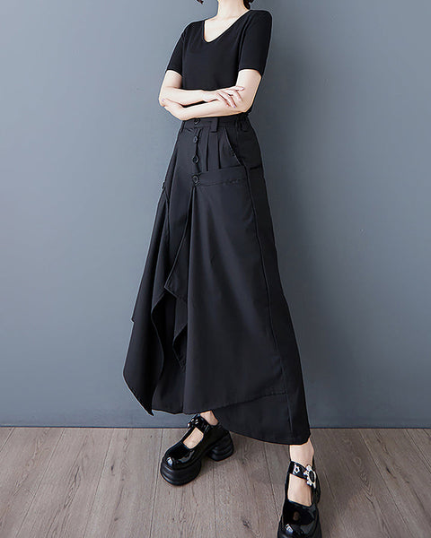 ellazhu Women's Pants High Waisted Cargo Plus Size Work Casual Outfits Button Flow Hem GZ453 Black