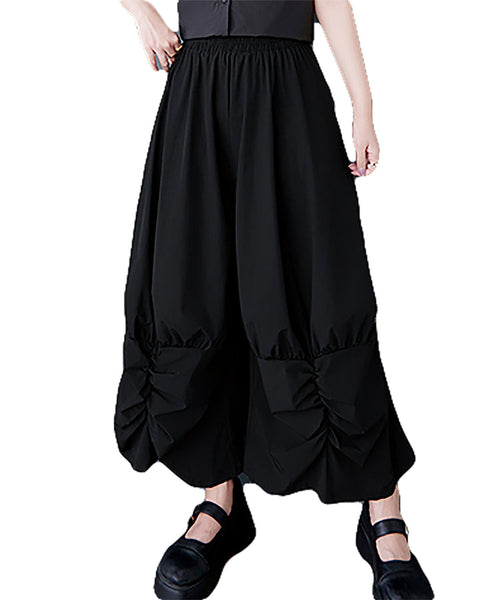 ellazhu Women's Pants Wide Leg The Drop Clothing Hippie Parachute Barrel Harem Pant GZ457 Army Green