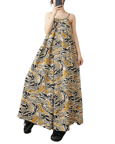 ellazhu Women's Dress Multicolor Two Side Pockets Racer Back Flowy Hem Casual Trendy GZ528
