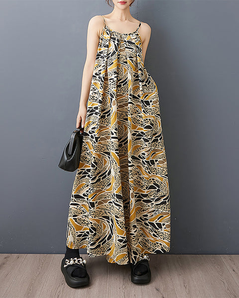 ellazhu Women's Dress Multicolor Two Side Pockets Racer Back Flowy Hem Casual Trendy GZ528