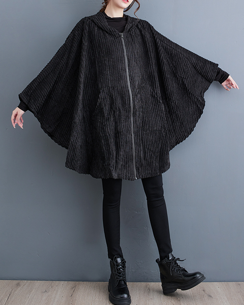 ellazhu Women's Coats Shacket Long Oversized Sleeve Coats Size Plus Lapel Zip Up Jackets GZ612 Black
