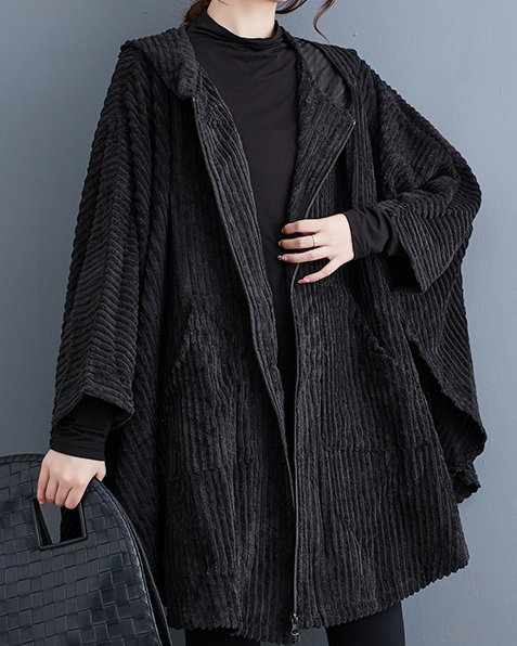 ellazhu Women's Coats Shacket Long Oversized Sleeve Coats Size Plus Lapel Zip Up Jackets GZ612 Black