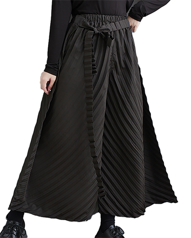 ellazhu Women's Pants Loose Causal Pants Elastic Waist Wide Leg High Waisted Sweatpants Black Solid GZ628 Black