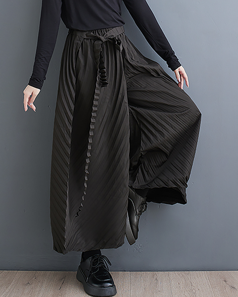 ellazhu Women's Pants Loose Causal Pants Elastic Waist Wide Leg High Waisted Sweatpants Black Solid GZ628 Black