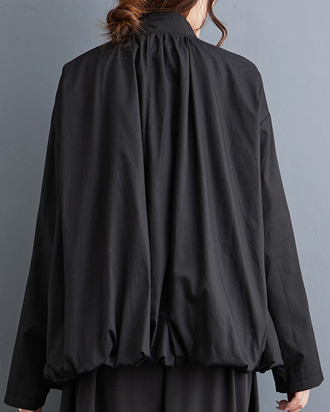 ellazhu Women's Coats Trench Mock Neck Long Sleeve Oversize Zip Up Side Pockets Black Solid Outerwear GZ635 Black