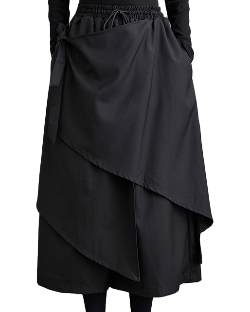 ellazhu Women's Cropped Pants Loose Elastic Wide Leg High Waist Sweatpants Side Pockets GZ636 Black