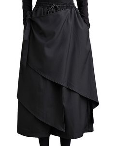 ellazhu Women's Cropped Pants Loose Elastic Wide Leg High Waist Sweatpants Side Pockets GZ636 Black