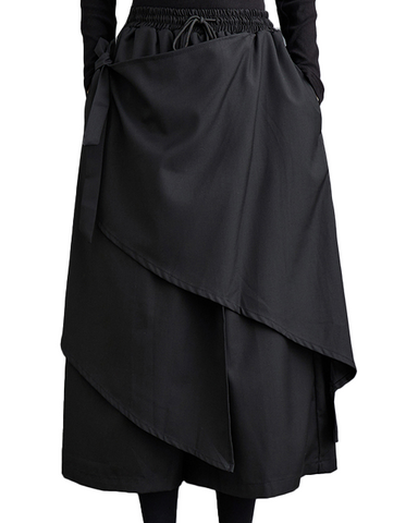 ellazhu Women's Cropped Pants Loose Elastic Wide Leg High Waist Sweatpants Side Pockets GZ636 Black