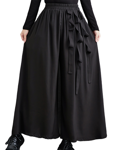 ellazhu Women's Cropped Pants Loose Elastic Wide Leg High Waist Sweatpants Side Pockets GZ637 A