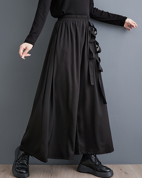 ellazhu Women's Cropped Pants Loose Elastic Wide Leg High Waist Sweatpants Side Pockets GZ637 A
