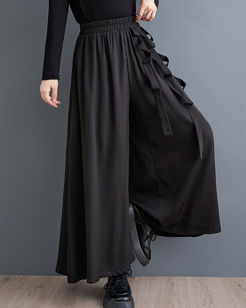 ellazhu Women's Cropped Pants Loose Elastic Wide Leg High Waist Sweatpants Side Pockets GZ637 A