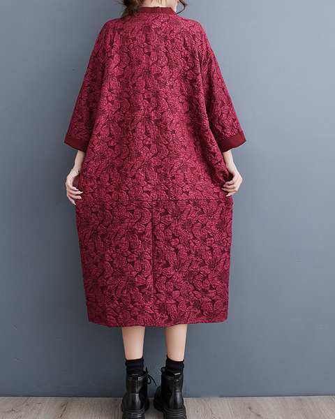 ellazhu Women's Dress Casual V Neck Long Sleeve Oversize Printed Side Pockets High Low Long Maxi Hem GZ641 Black