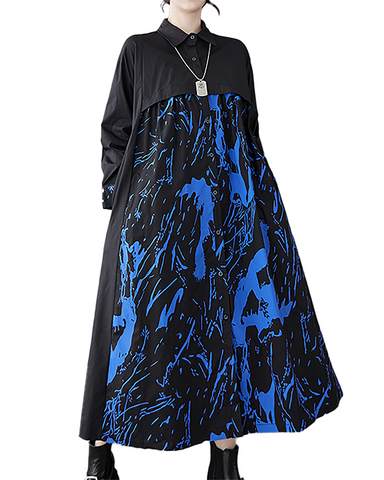 ellazhu Women's Dress Lapel Long Sleeve Button Down Plus Size Casual Loose Flowy Hem GZ671 Black