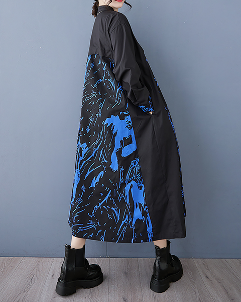 ellazhu Women's Dress Lapel Long Sleeve Button Down Plus Size Casual Loose Flowy Hem GZ671 Black