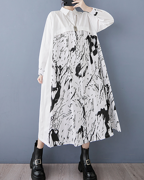 ellazhu Women's Dress Lapel Long Sleeve Button Down Plus Size Casual Loose Flowy Hem GZ671 Black